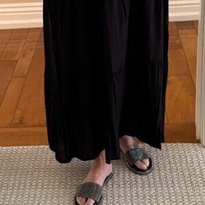 Black cotton midi skirt. Lined & Pockets